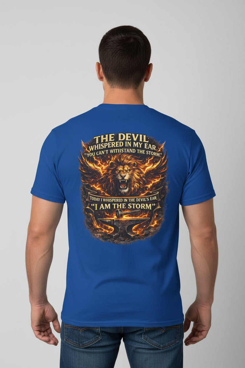 I Am The Storm' Lion Flames Graphic Tee