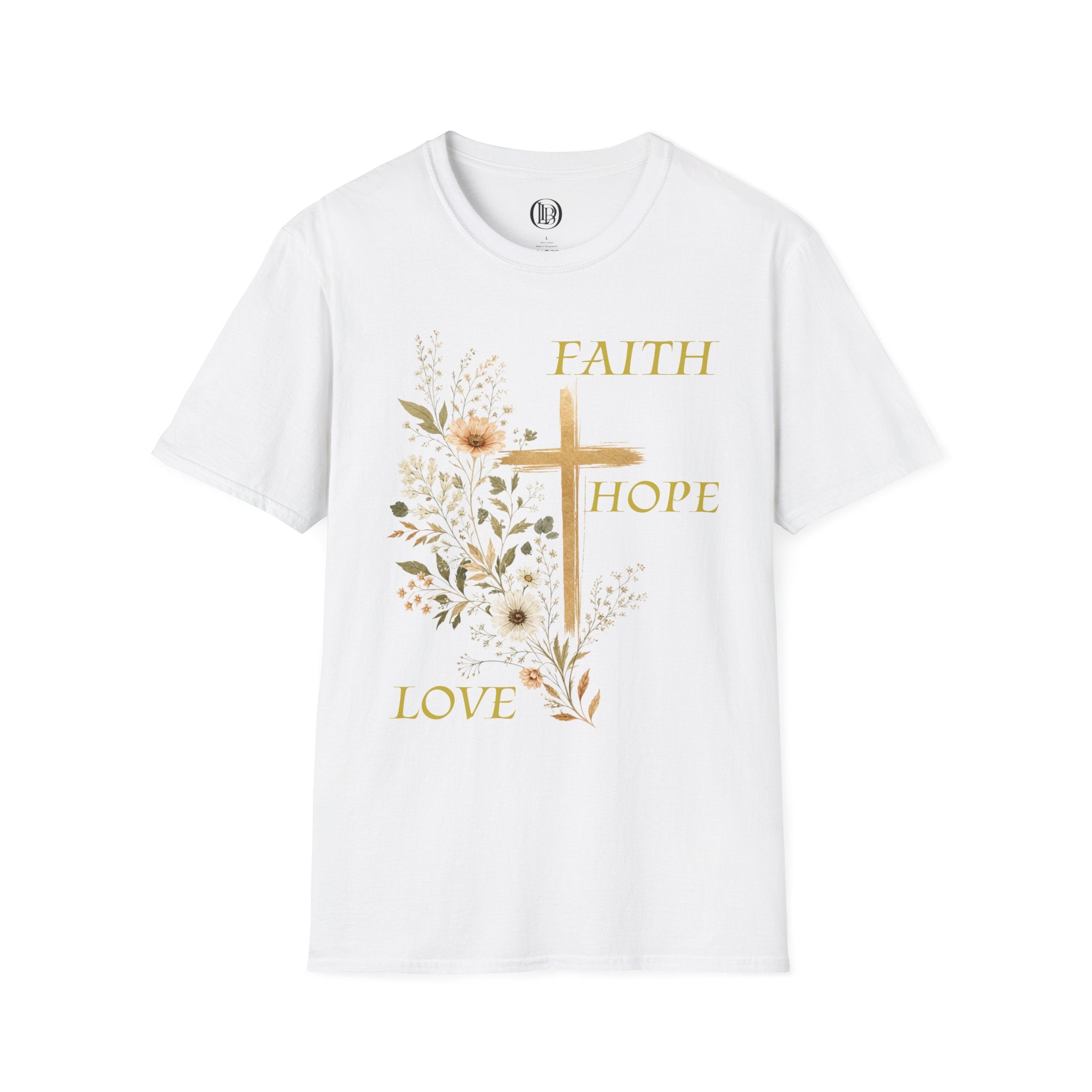 Faith Hope Love T-Shirt — Floral Cross Christian Tee