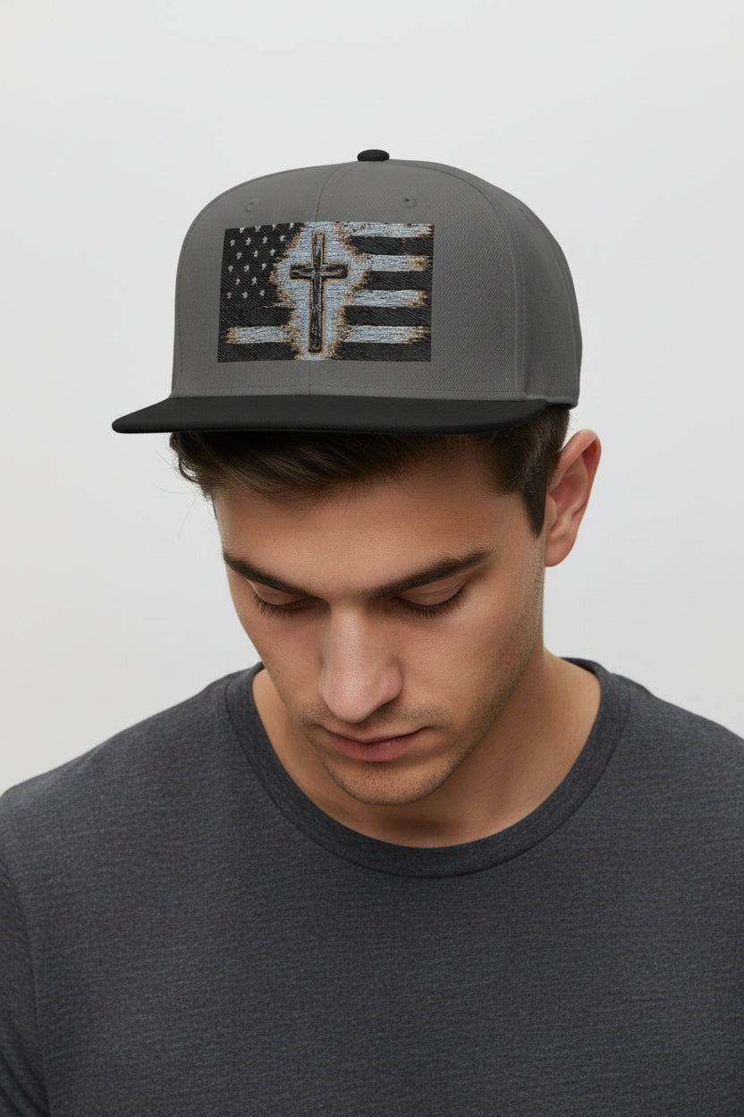 American Crossed Flag Snapback Hat