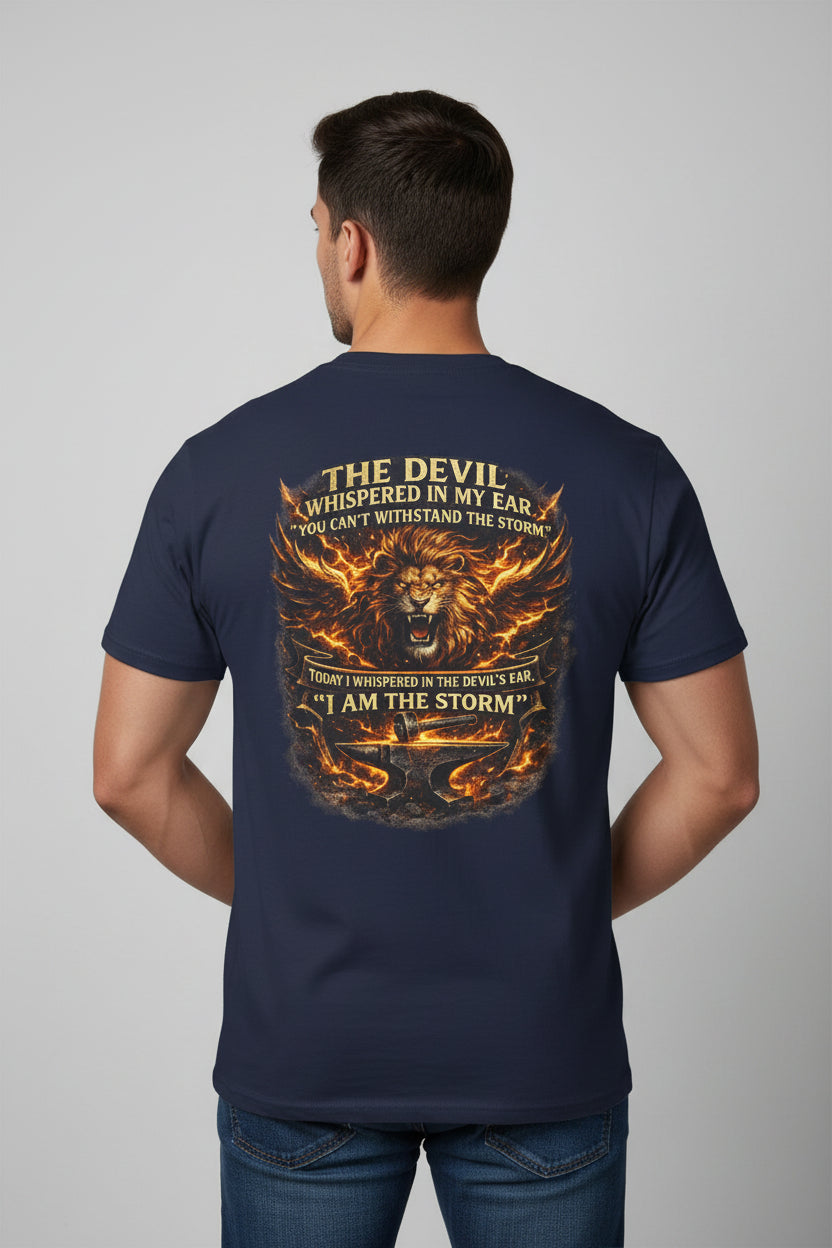 I Am The Storm' Lion Flames Graphic Tee