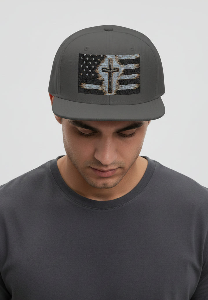 American Crossed Flag Snapback Hat