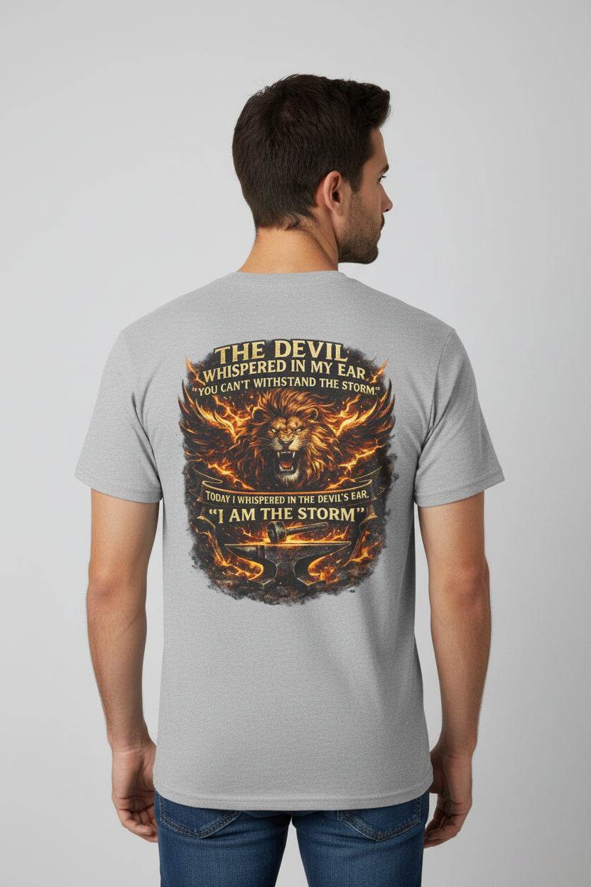 I Am The Storm' Lion Flames Graphic Tee