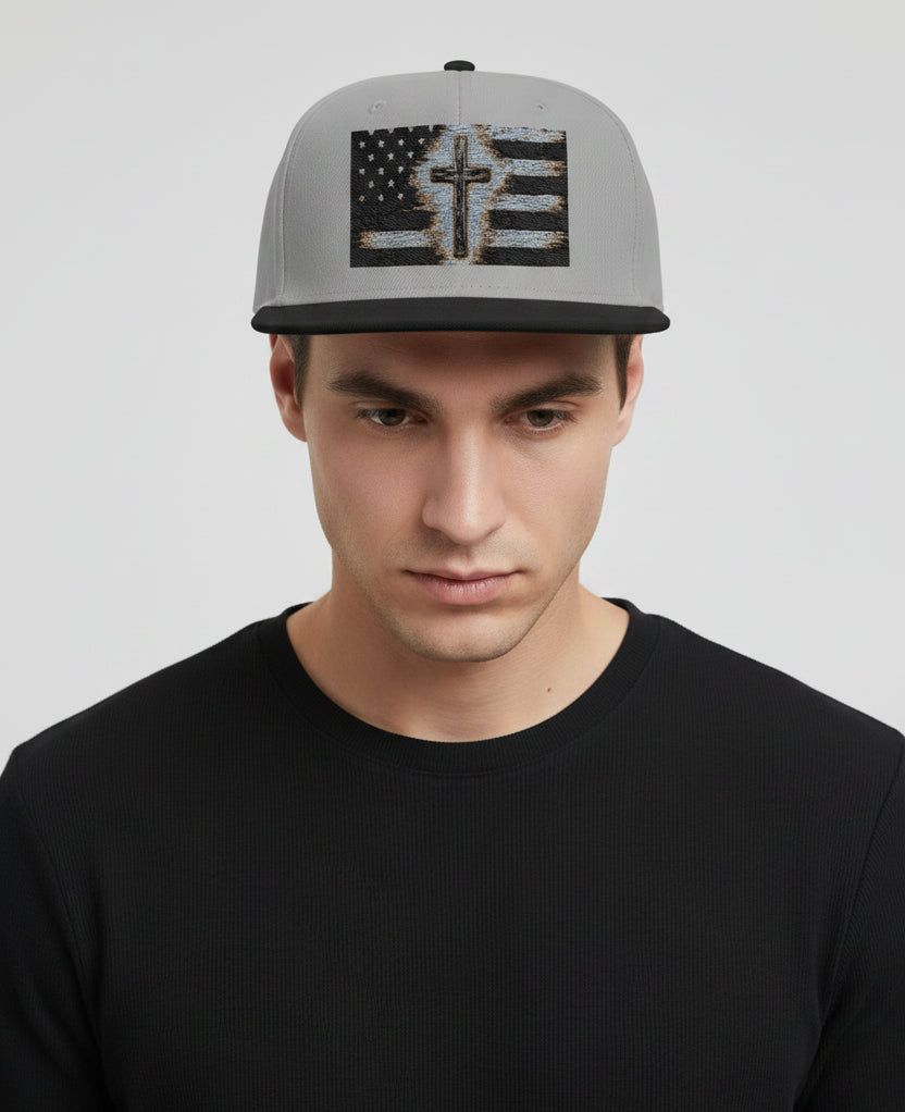 American Crossed Flag Snapback Hat