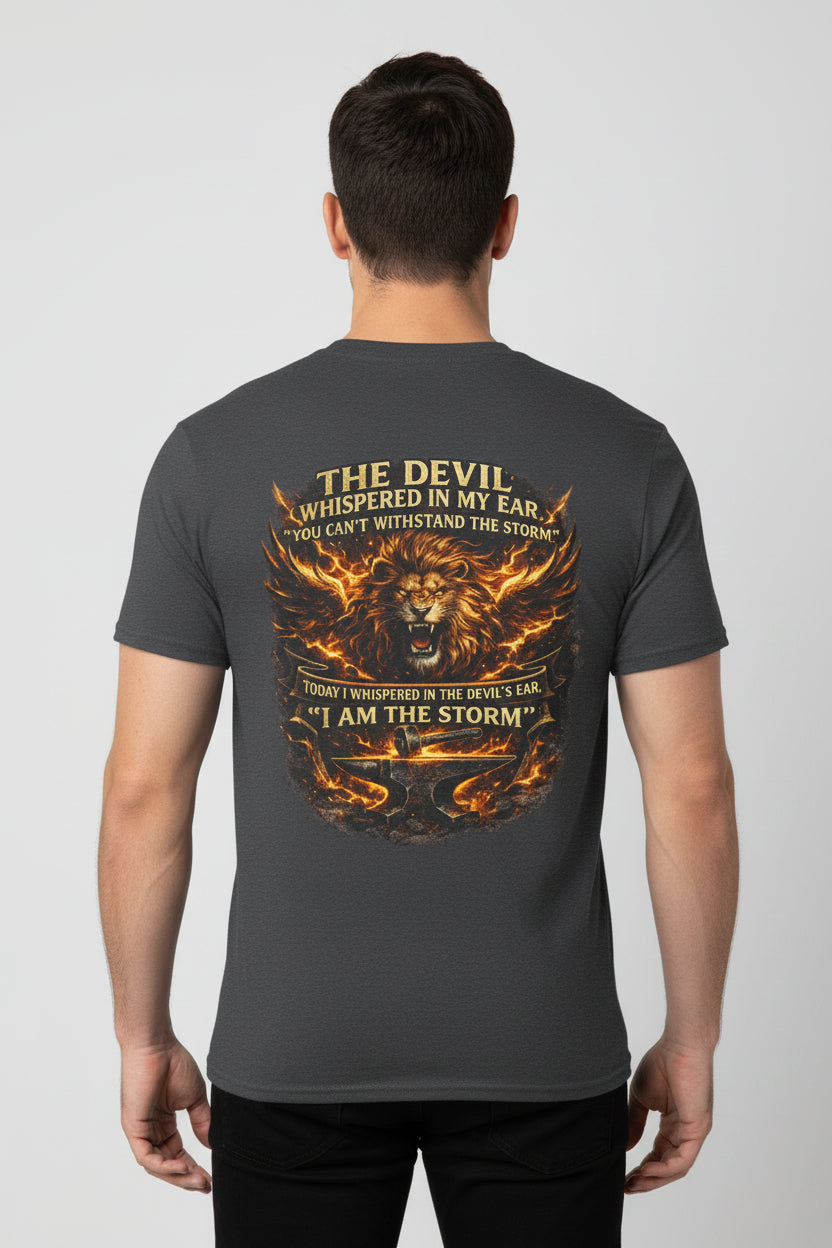 I Am The Storm' Lion Flames Graphic Tee