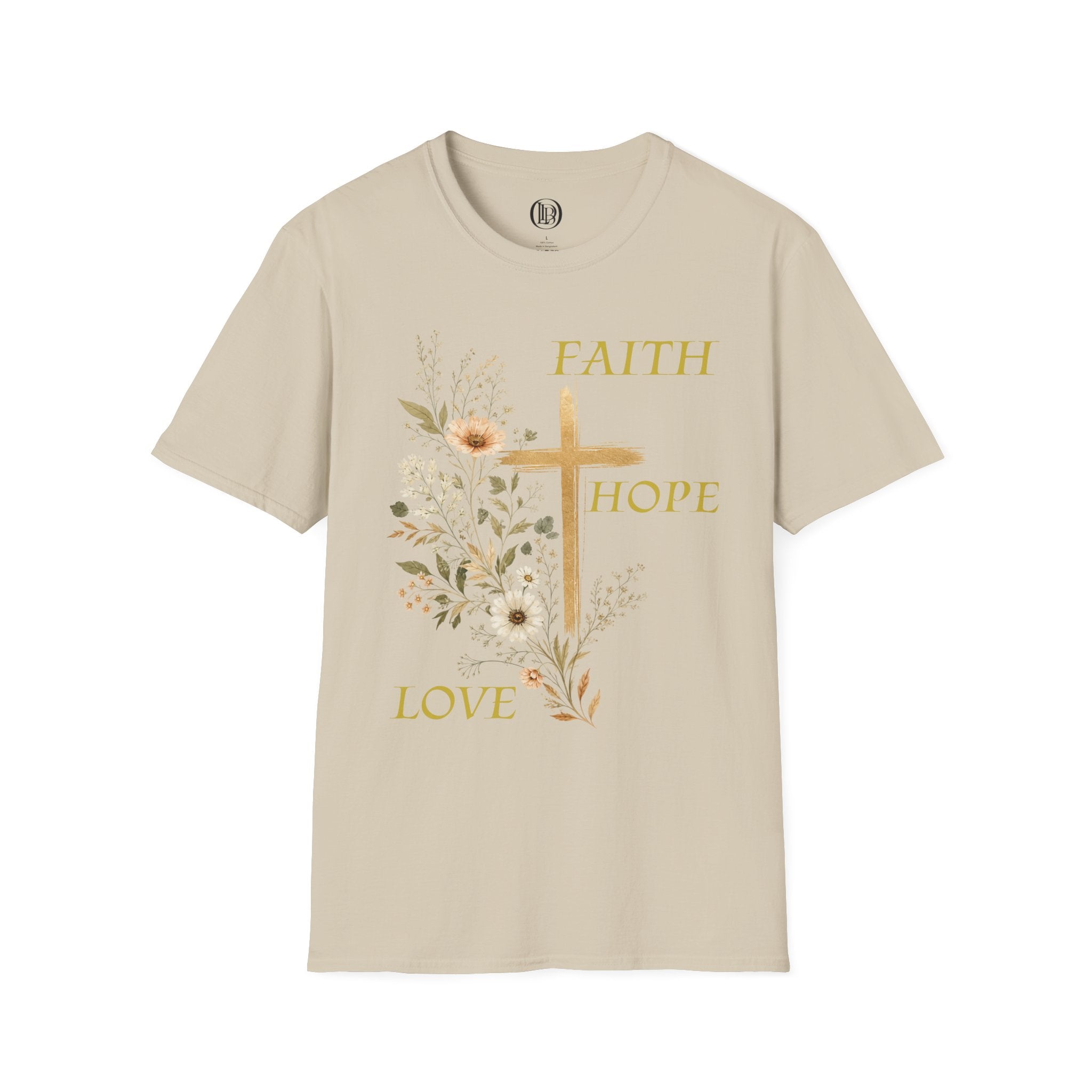 Faith Hope Love T-Shirt — Floral Cross Christian Tee