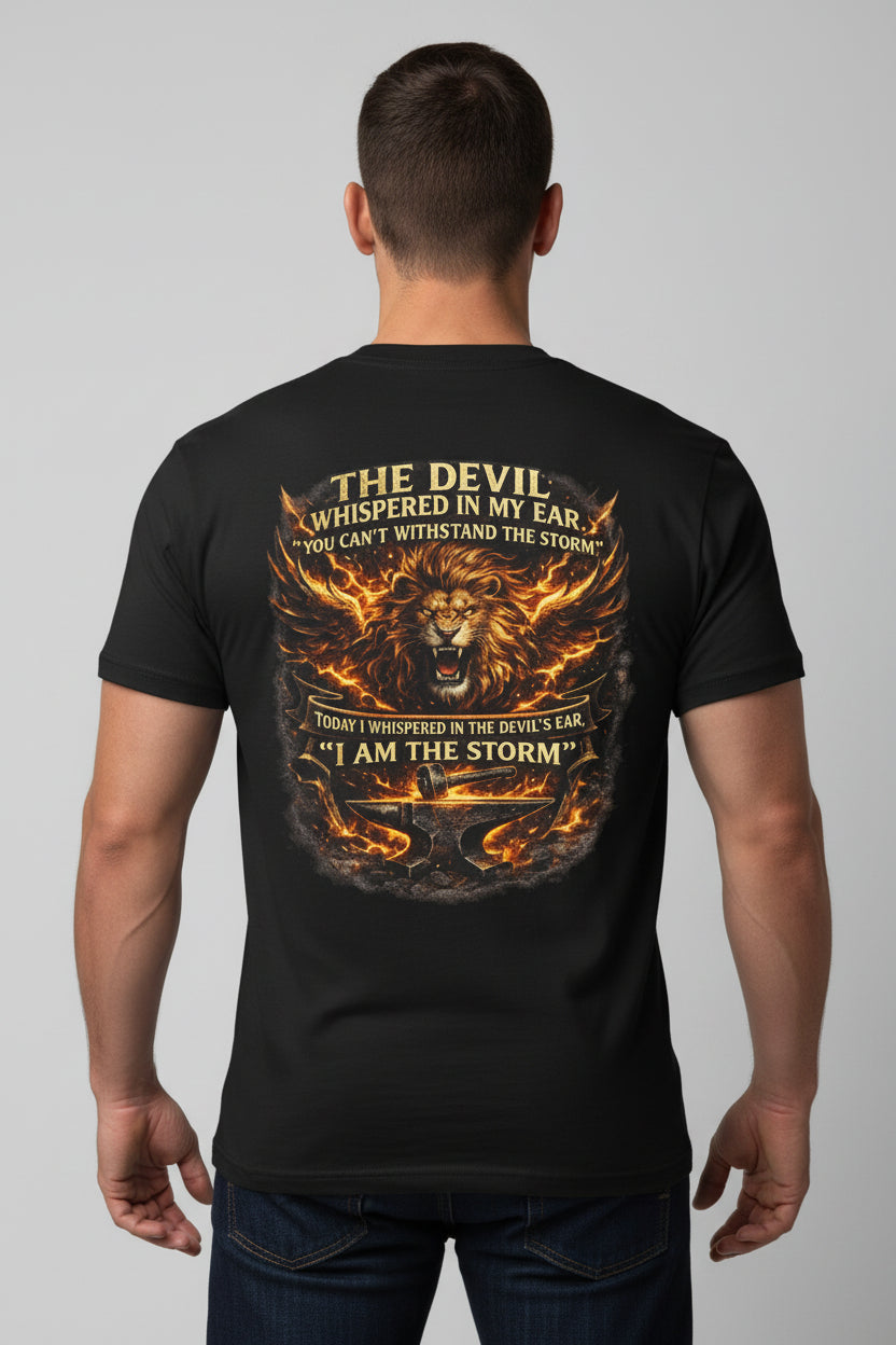 I Am The Storm' Lion Flames Graphic Tee