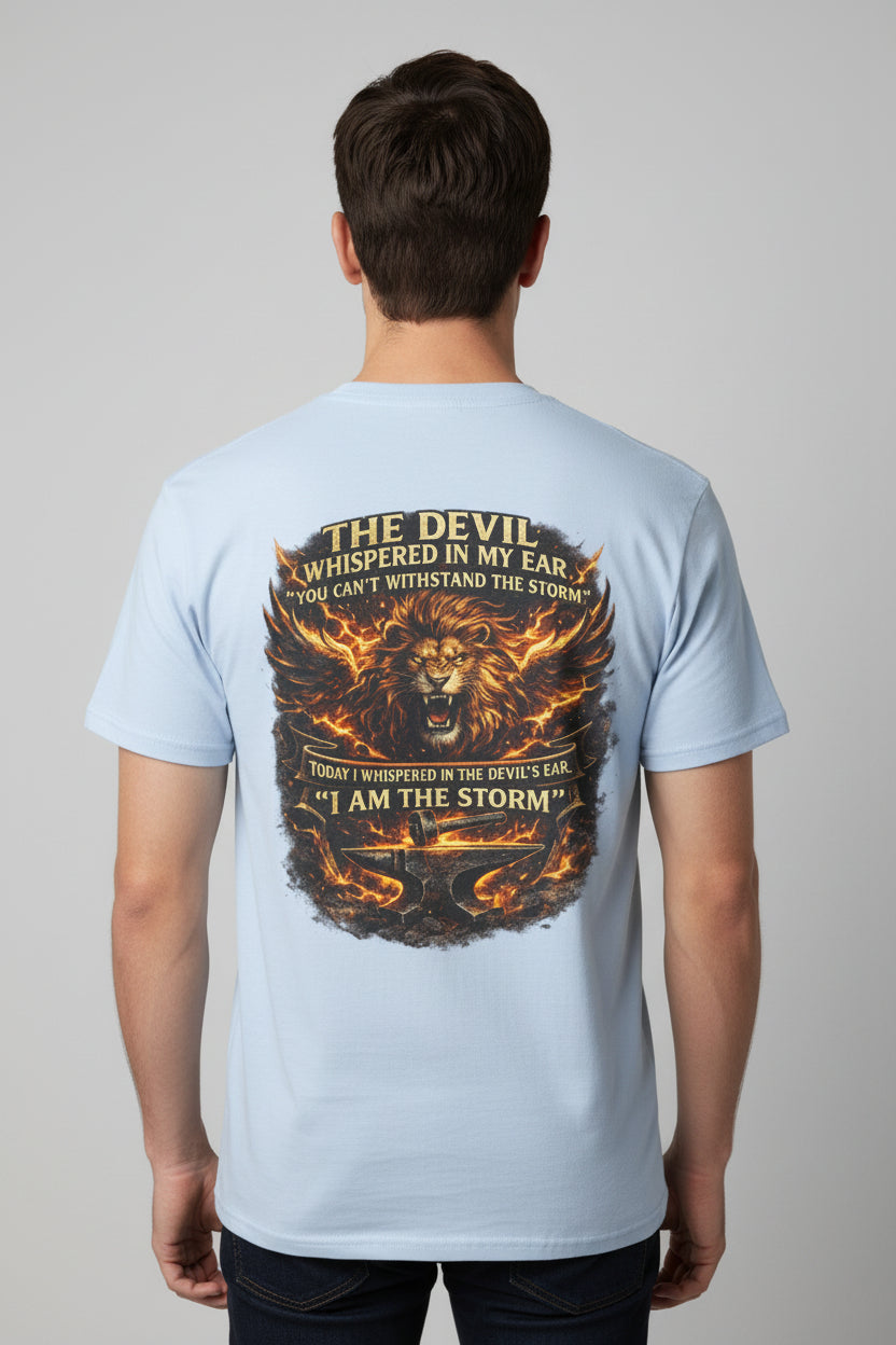 I Am The Storm' Lion Flames Graphic Tee