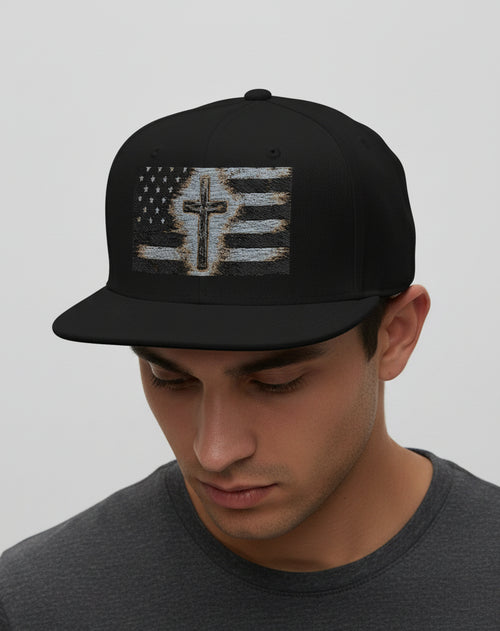American Crossed Flag Snapback Hat