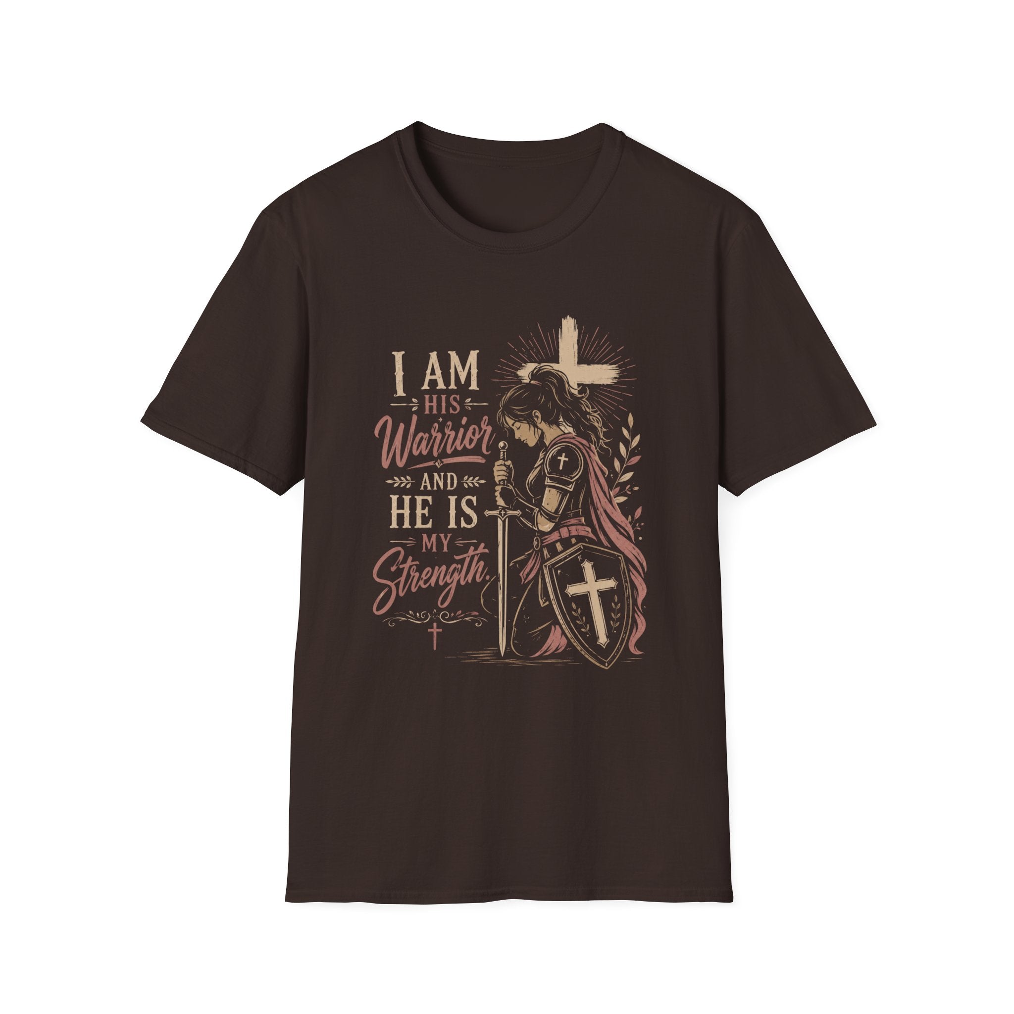 Christian Warrior T-Shirt — "I Am His Warrior and He Is My Strength" Faith Tee