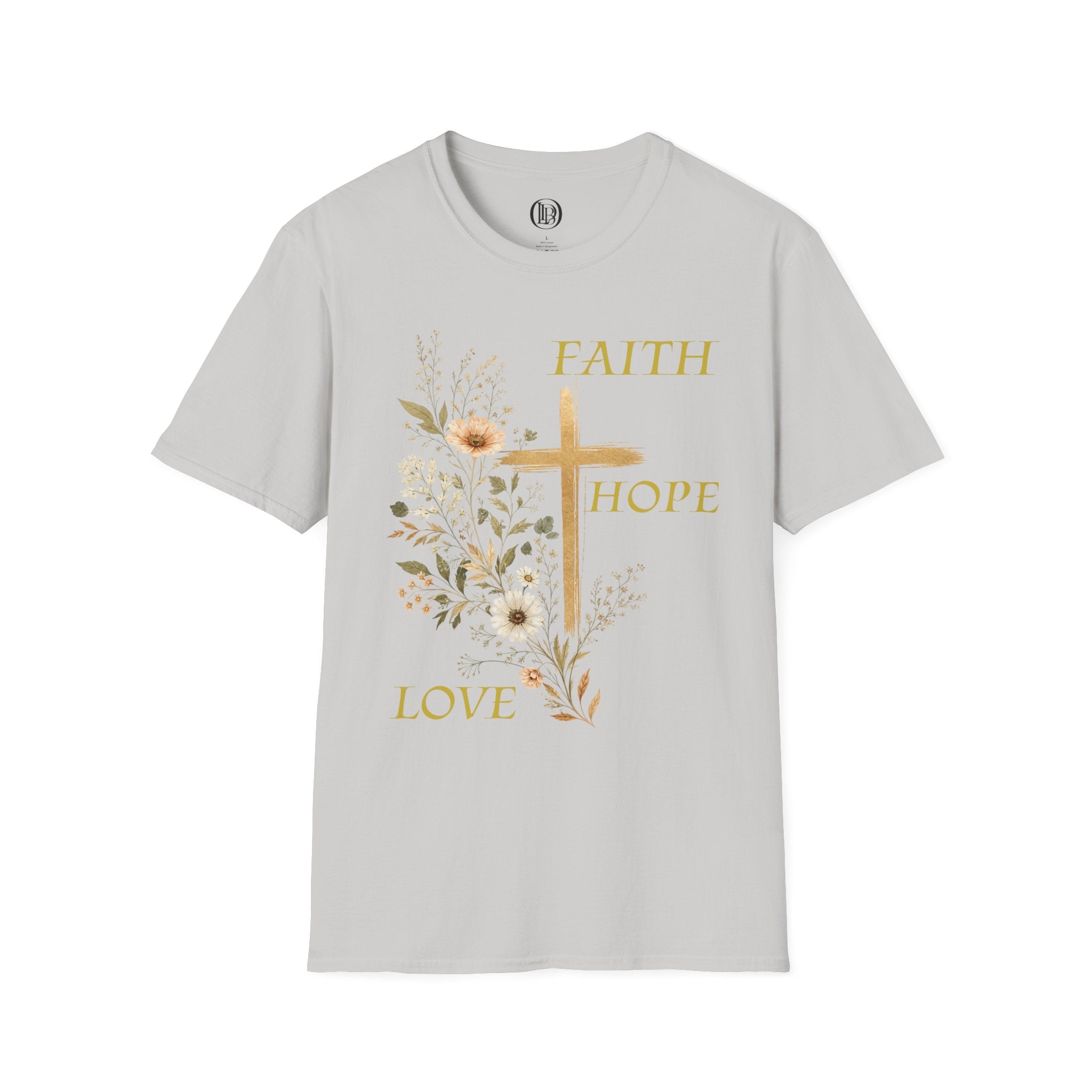 Faith Hope Love T-Shirt — Floral Cross Christian Tee