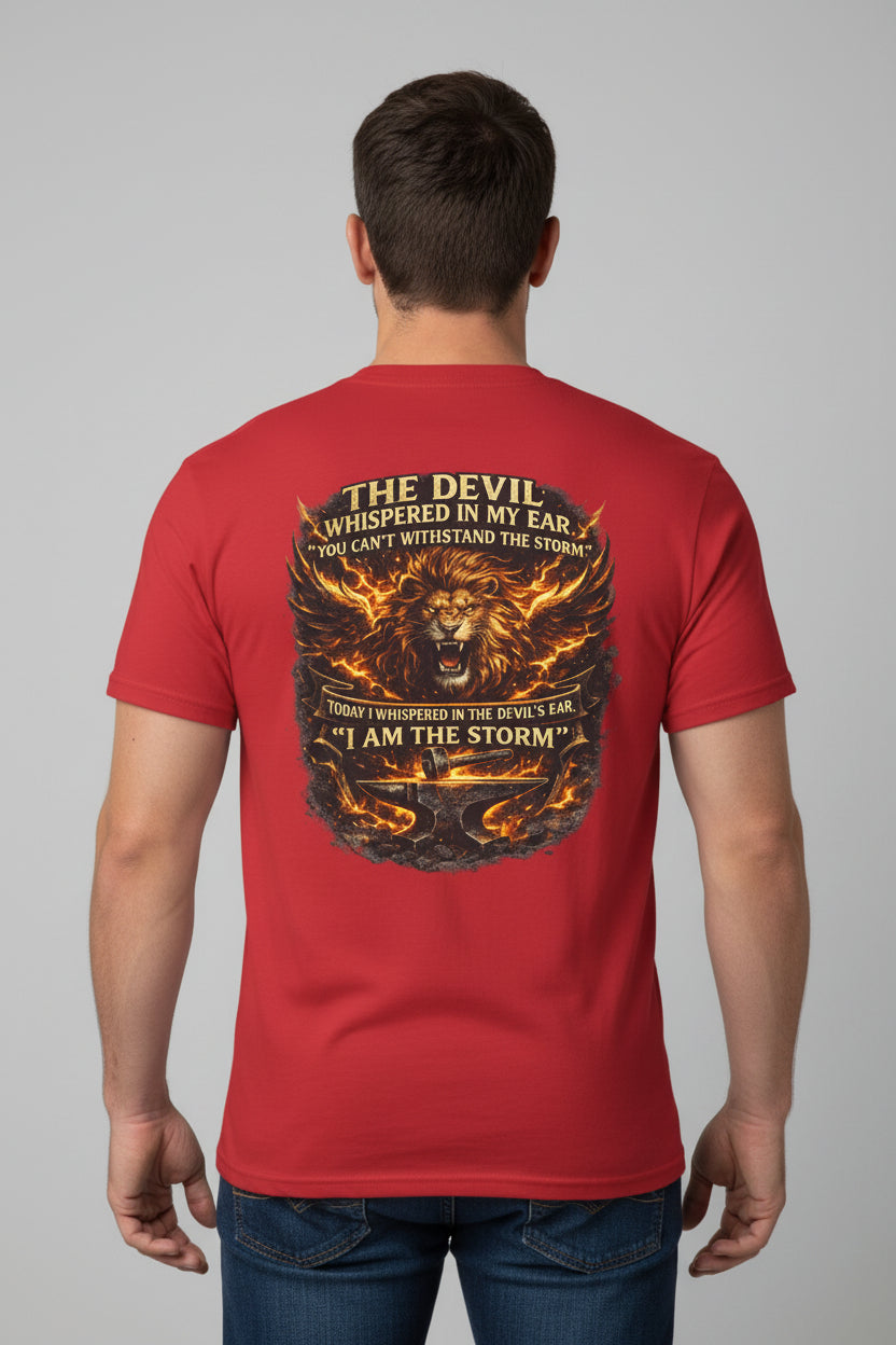 I Am The Storm' Lion Flames Graphic Tee
